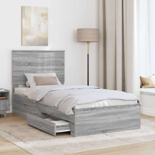  Okvir za krevet Siva Sonoma 90 x 200 cm Konstruirano drvo Slike