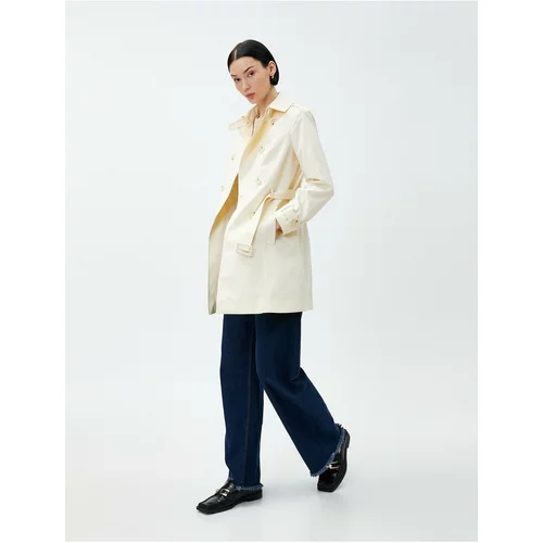 Koton Midi Length Trench Coat Double Breasted Buttoned Belt