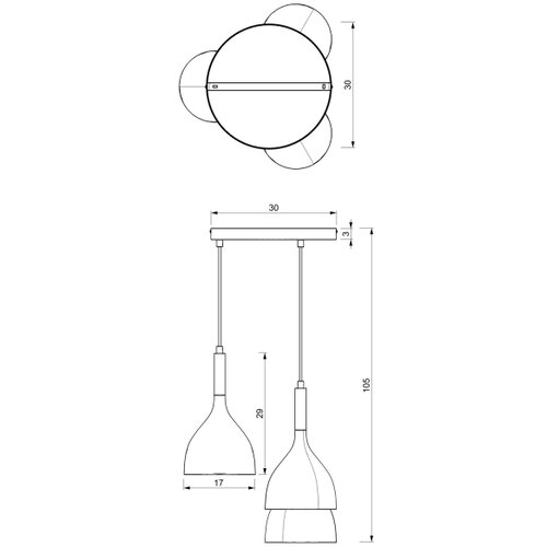  Luster na sajli NOAK 3xE27/15W/230V bela/zlatna Slike