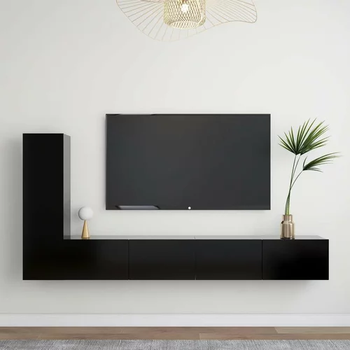  Komplet TV omaric 3-delni črna iverna plošča, (20912931)