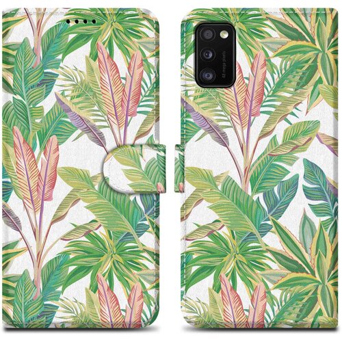 Cadorabo Ohišje, združljiv s Samsungom - Design Green Rainforest št. 8 - Zaščitni pokrov z magnetnim zapiranjem, funkcijo stojala in režo za kartico, (20593071) Cene