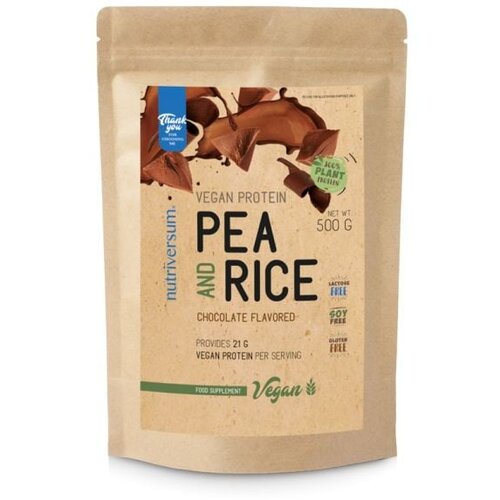 NUTRIVERSUM Protein Vegan Pea &amp;amp; Rice Protein, Čokolada, 500g Slike