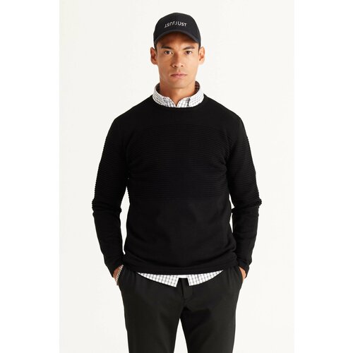 AC&Co / Altınyıldız Classics Men's Black Anti-pilling and Anti-Pilling Standard Fit Crew Neck Textured Knitwear Sweater. Cene