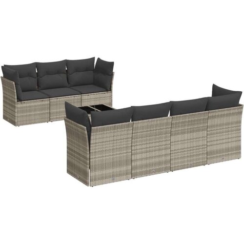 VidaXL 8-dijelni set vrtnih sofa od poliratana s jastucima svjetlosivi Slike