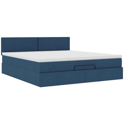 VidaXL Otomanski krevet s madracem plavi 180x200cm od tkanine Slike