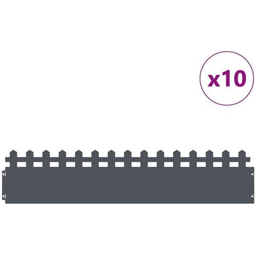 VidaXL Rubnjaci za travnjak 10 pcs Antracit 103 x 0,05 x 22 cm Čelik Slike