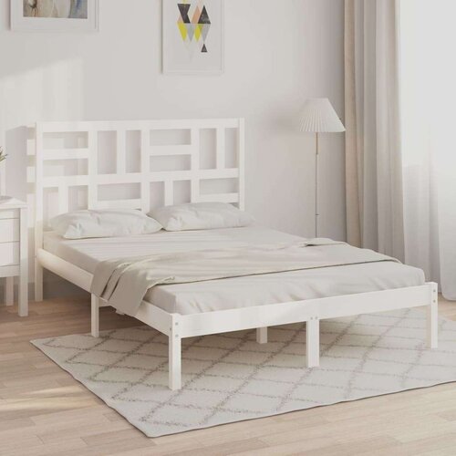  Posteljni okvir bel iz trdnega lesa 120x200 cm, (20644002) Slike