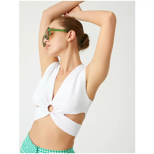 Koton Crop Singlets with Window Detailed V-neck