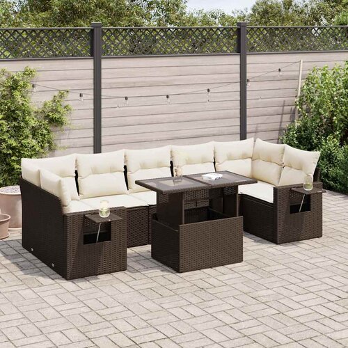 vidaXL 8-dijelni set vrtnih sofa s jastucima smeđi od poliratana Cijene