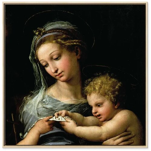  Slika - Rafael Santi &amp;ndash; The Virgin of the Rose 80x80 U prirodnom drvenom okviru Slike