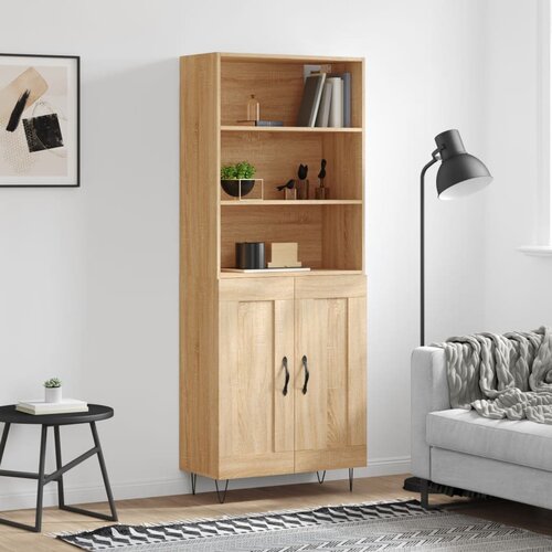 vidaXL Visoka komoda sonoma hrast 69,5x34x180 cm inženirski les Cene