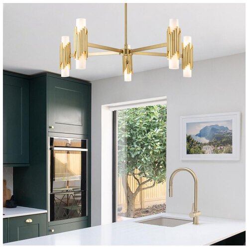 Elstead MARVELE10-AB-OPAL - Luster na stalku MARVELE 10xE14/40W/230V zlatna Slike