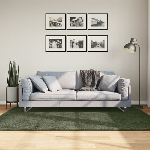 vidaXL Preproga s kratkimi vlakni mehka pralna gozdno zelena 140x200cm Cene