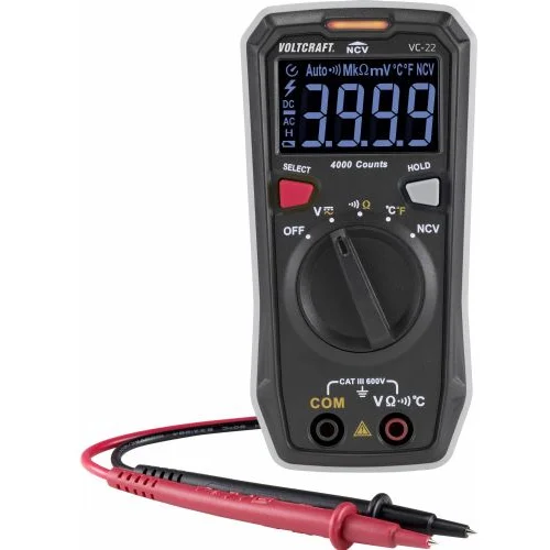 Voltcraft VC-22 SE ročni multimeter digitalni CAT III 600 V Prikaz (štetje): 4000