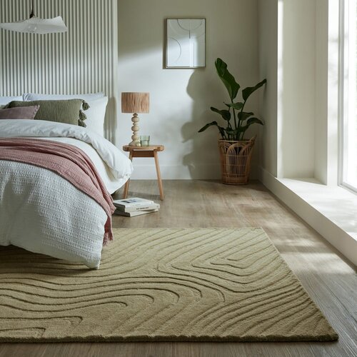 Flair Rugs kaki zelena ročno tkana volnena preproga 160x230 cm mesmerise sage &amp;ndash; Slike