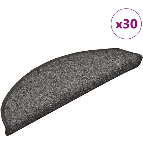  Prostirke za stepenice 30 kom 56x17x3 cm tamno sive poluokrugle Slike