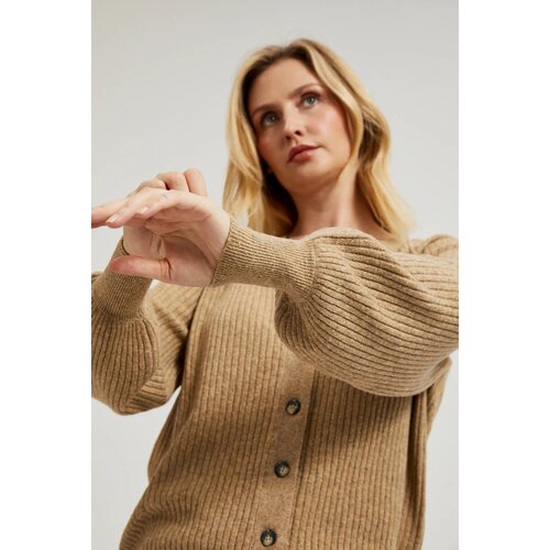 Moodo Women's button-up sweater with puffed sleeves - beige Slike