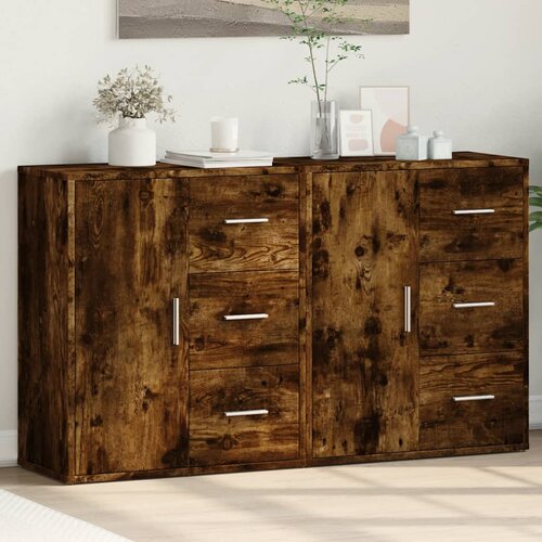  Komoda 2 kom dimljeni hrast 60x31x70 cm od konstruiranog drva Slike
