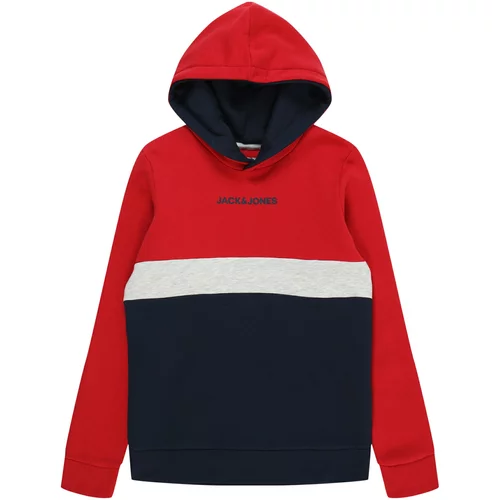 Jack & Jones Sweater majica 'Ereid' mornarsko plava / crvena / bijela