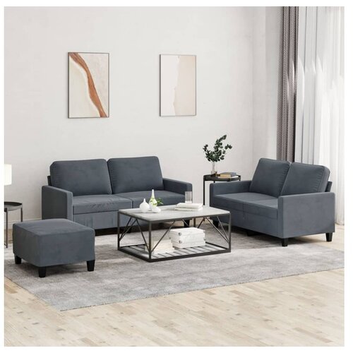 vidaXL 3-dijelni set sofa s jastucima tamnosivi baršunasti Cijene