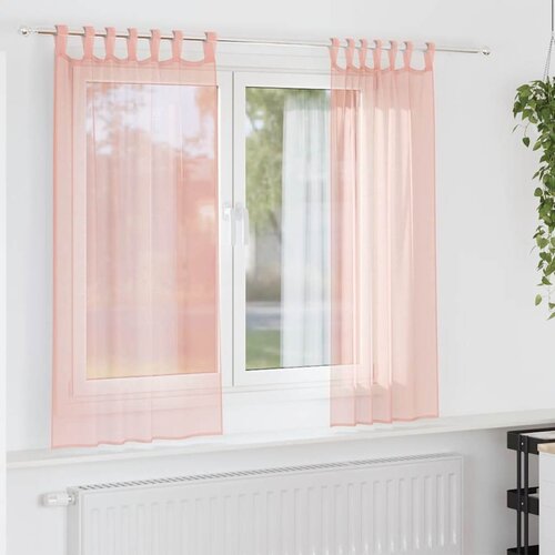 VidaXL Voile zavjese s džepovima za &amp;scaron;ipke 2 kom ružičaste - Ružičasta 140 x 175 cm 1 s džepovima za &amp;scaron;ipke Slike