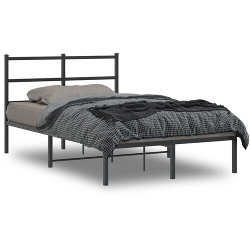 VidaXL Metalni okvir za krevet s uzglavljem crni 120x190 cm Slike