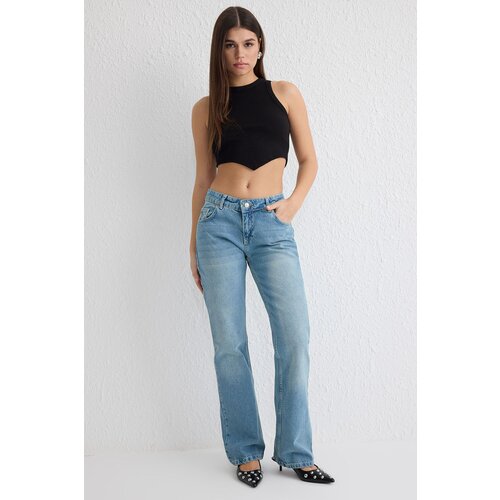 Trendyol Blue Low Waist Flare Jeans Cene