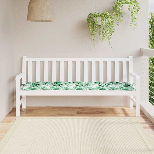 VidaXL Blazina za vrtno klop vzorec listov 180x50x7 cm oxford tkanina Slike