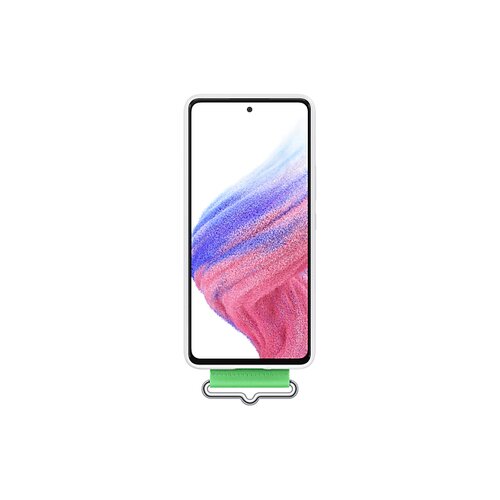 Samsung galaxy A53 5G silikonski ovitek s pa&amp;scaron;čkom, bel Slike