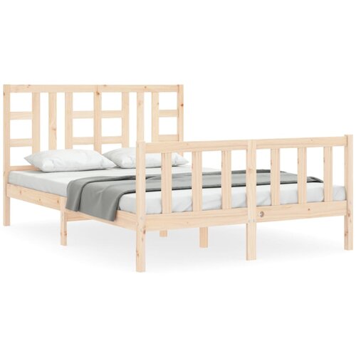 VidaXL Posteljni okvir z vzglavjem 140x200 cm trden les, (20642703) Slike