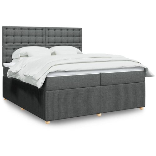 VidaXL Krevet s oprugama i madracem tamnosivi 200 x 200 cm od tkanine Slike