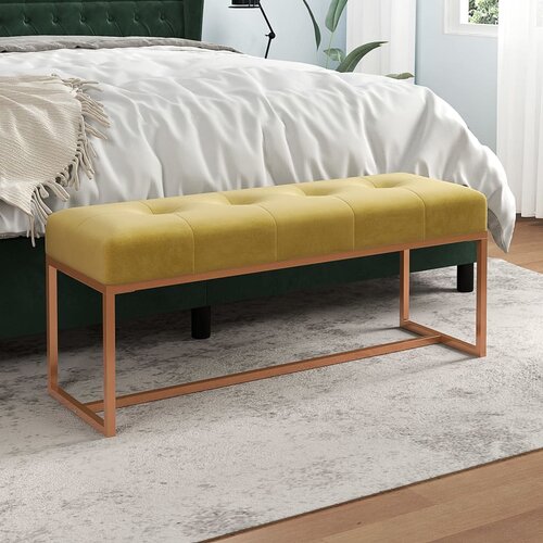 vidaXL Klupa boja senfa 110 x 36 x 45 cm baršunasta Cijene