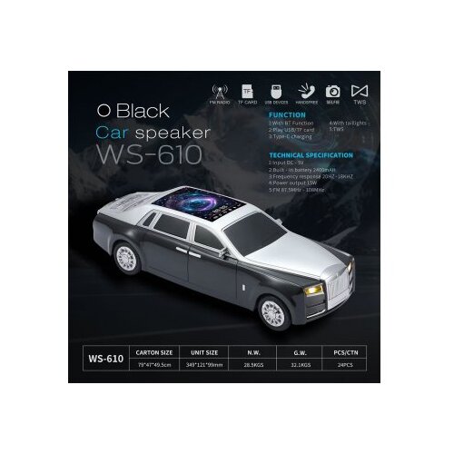  zvučnik bluetooth WS-610 auto crni Slike