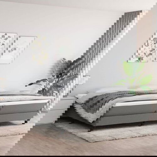 VidaXL Box spring posteljni okvir temno siv 200x200 cm blago Slike