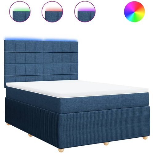 vidaXL Box spring postelja z vzmetnico modra 140x190 cm blago, (21309251) Cene