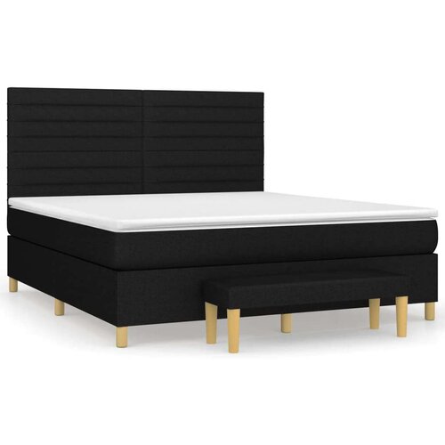 VidaXL Krevet s oprugama i madracem crni 180x200 cm od tkanine Slike
