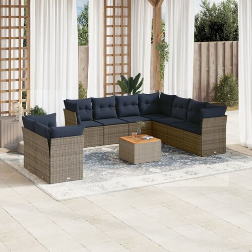 VidaXL 11-dijelni set vrtnih sofa od poliratana s jastucima sivi Slike