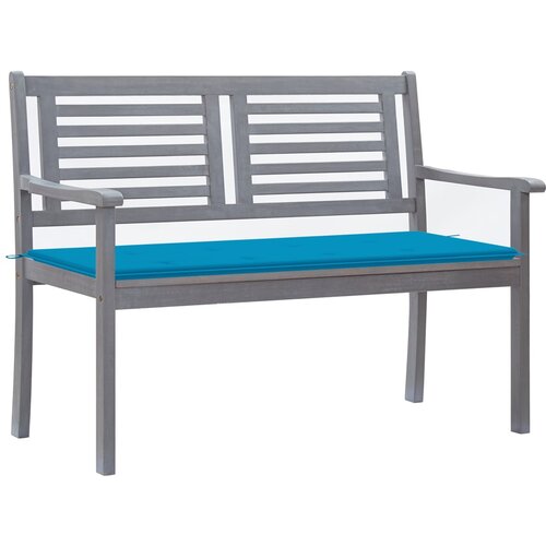 The Living Store Vrtna klop za 2 osebi z blazino 120 cm siv evkaliptusov les - Klop, (21461820) Slike