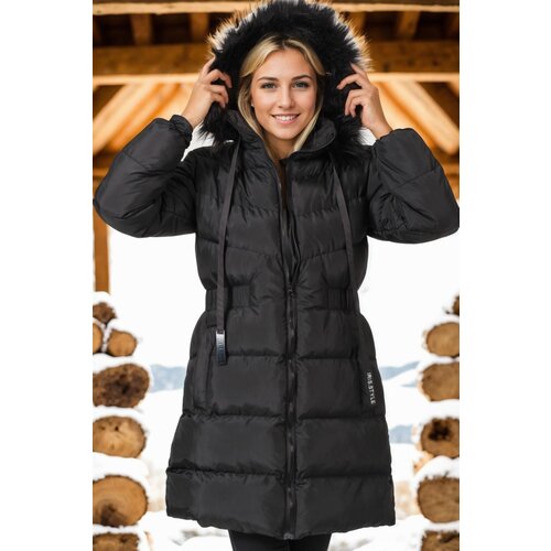 Dewberry Z6764 WOMEN&amp;#039;S COAT-PLAIN BLACK Slike