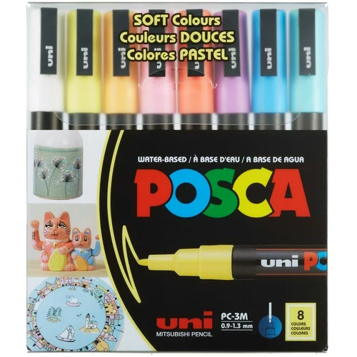 Marker Uni PC-3M POSCA, set 8/1 Pastel