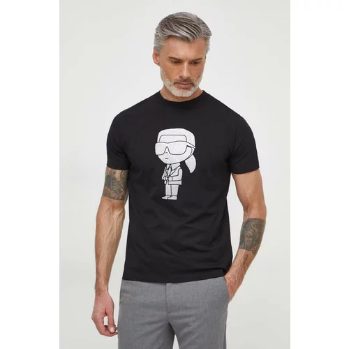 Karl Lagerfeld Bombažna kratka majica moški, črna barva