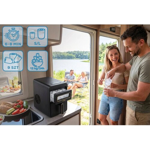 Berdsen BD-421 ledomat 112 W &amp;ndash; 12 kg/24 h, posoda 1,1 L, 2 velikosti leda, AutoClean, črna Slike