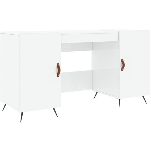 vidaXL Pisalna miza visok sijaj bela 140x50x75 cm inženirski les, (20787491) Cene