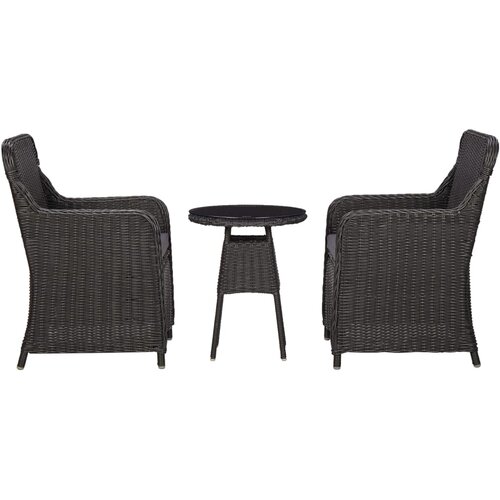 VidaXL 3-dijelni vrtni bistro set od poliratana s jastucima crni Slike