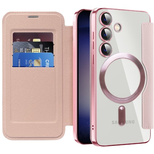  Maska za Samsung S25 Magsafe Lux Bi Fold, Roze Slike
