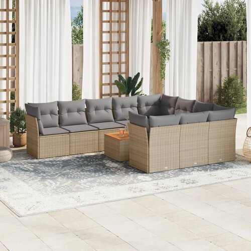 vidaXL 11-dijelni set vrtnih sofa s jastucima bež od poliratana Cijene