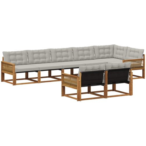  Set vanjskih sofa 8 kom. Prirodna i svjetlosiva Slike