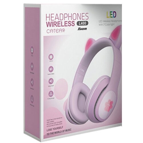 X Wave L400 purple bluetooth slu&amp;scaron;alice stereo sa mikrofonom/v5.3/FM/Aux/microSD Slike