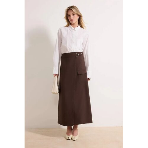 Trendyol Modest Ženska suknja Tctss26Ee00002, Smeđa Slike
