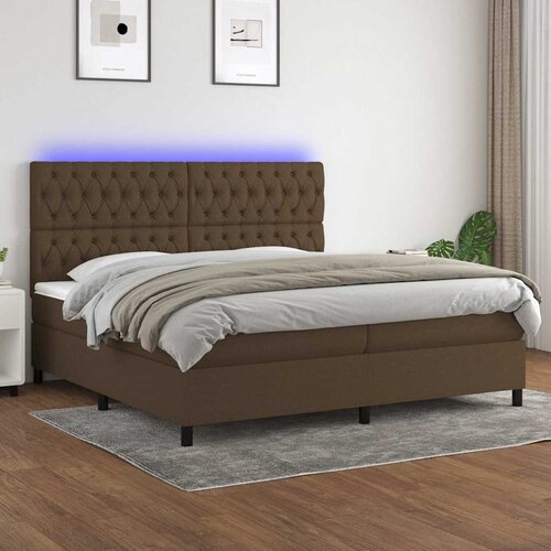  box spring s madracem LED tamnosmeđi 200x200 cm tkanina Cijene